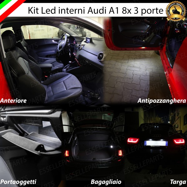Kit LED Interni + Targa 6000K bianco ghiaccio Canbus Audi A1 8X 3 porte