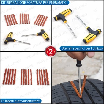 Kit Riparazione Foratura Gomme Pneumatici, 2 Pezzi + 15 Strisce per BMW