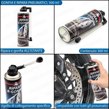 Bomboletta Ripara Gomme Moto Gonfia e ripara ogni tipo di Pneumatico 300ml per BMW