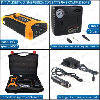 KIT Avviatore Batteria + Compressore Gomme di Emergenza Moto Harley Davidson