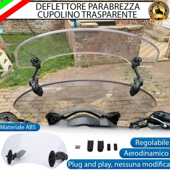 Deflettore - TRASPARENTE - Aggiuntivo Cupolino Regolabile in ABS per Harley Davidson