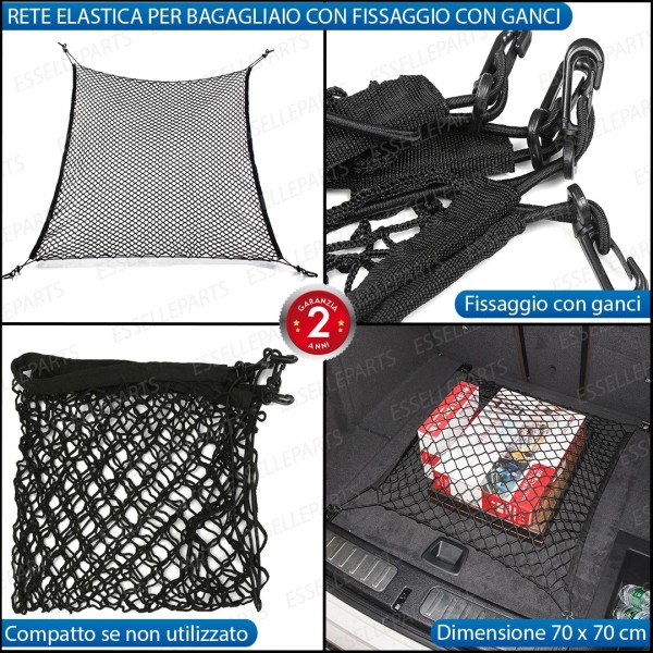 Rete Elastica per Bagagliaio Maglie Strette con Ganci per Opel Corsa E