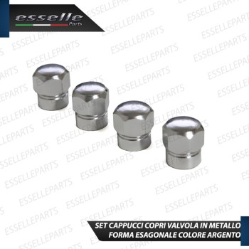 Set 4 Tappi Coprivalvola Argentati in alluminio per Piaggio Quargo Set 4 Tappi Coprivalvola Argentati in alluminio per Piaggio Quargo