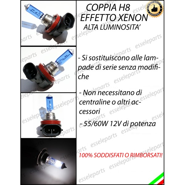 COPPIA LAMPADE EFFETTO XENON H8 LUCI FENDINEBBIA PER SAAB 9-3 MK2