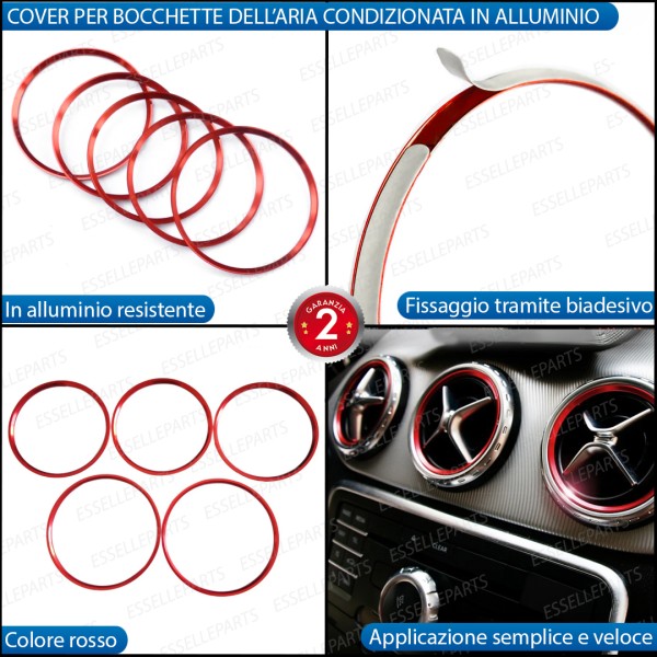 5 Inserti Rosso Bocchettoni Aria Condizionata per Mercedes Classe A W176