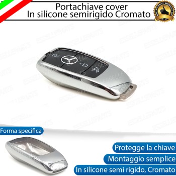 Portachiave Cover In Silicone Semi Rigido Cromato Per Mercedes GLC