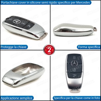 Portachiave Cover In Silicone Semi Rigido Cromato Per Mercedes GLC
