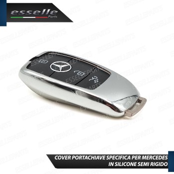 Portachiave Cover In Silicone Semi Rigido Cromato Per Mercedes GLC