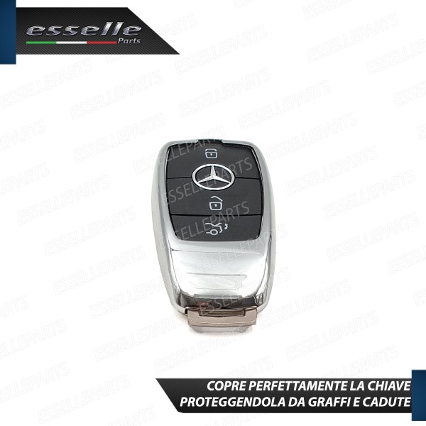 Portachiave Cover In Silicone Semi Rigido Cromato Per Mercedes GLC