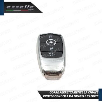 Portachiave Cover In Silicone Semi Rigido Cromato Per Mercedes GLC