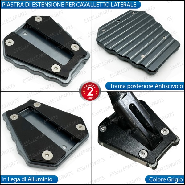 PIASTRA DI ESTENSIONE CAVALLETTO LATERALE IN METALLO GRIGIO PER BENELLI TRK 502