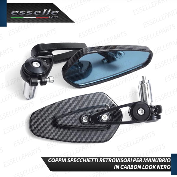 Coppia Specchietti Retrovisori Carbon Look Neri Laterali per Manubrio