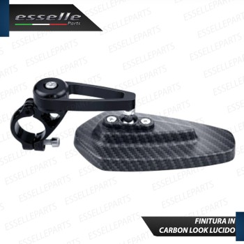 Coppia Specchietti Retrovisori Carbon Look Neri Laterali per Manubrio