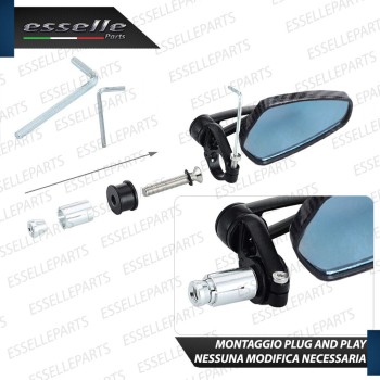 Coppia Specchietti Retrovisori Carbon Look Neri Laterali per Manubrio