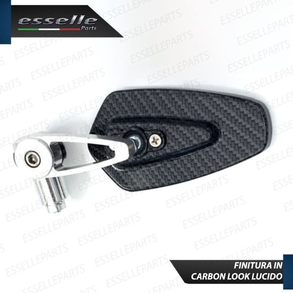 Coppia Specchietti Retrovisori Carbon Look e Cromati Laterali per Manubrio