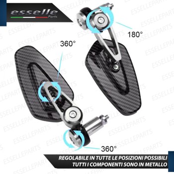 Coppia Specchietti Retrovisori Carbon Look e Cromati Laterali per Manubrio Coppia Specchietti Retrovisori Carbon Look e Cromati Laterali per Manubrio