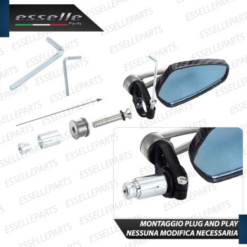 Coppia Specchietti Retrovisori Carbon Look e Cromati Laterali per Manubrio Coppia Specchietti Retrovisori Carbon Look e Cromati Laterali per Manubrio