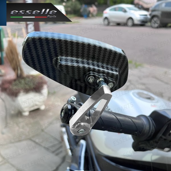 Coppia Specchietti Retrovisori Carbon Look e Cromati Laterali per Manubrio