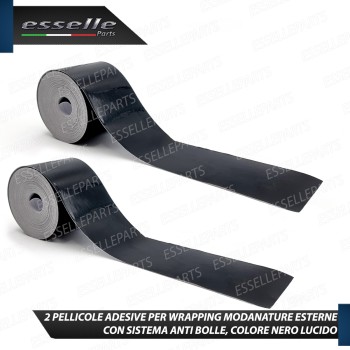 2 x Pellicola Wrapping Nero Lucido Professionale Cromature Esterne Auto 5 cm X 10 mt