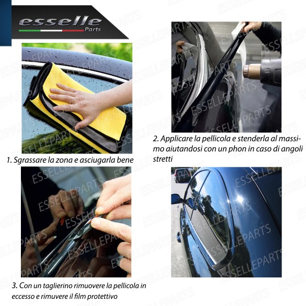 2 x Pellicola Wrapping Nero Lucido Professionale Cromature Esterne Auto 5 cm X 10 mt