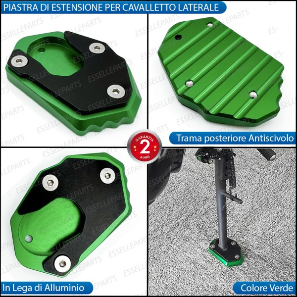 PIASTRA DI ESTENSIONE CAVALLETTO VERDE SPECIFICA PER KAWASAKI Z1000 2017-2021 R