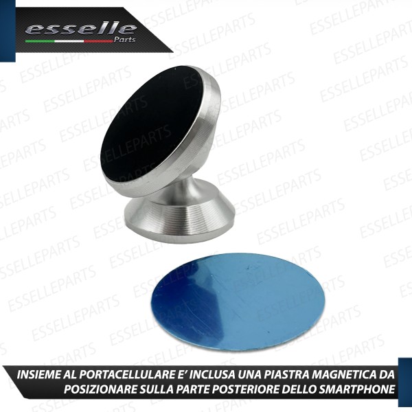 Supporto in Metallo Grigio Magnetico Portacellulare Smartphone Per Auto