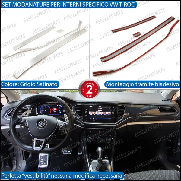 PROFILI INTERNI GRIGIO SATINATO CRUSCOTTO PER VW T-ROC