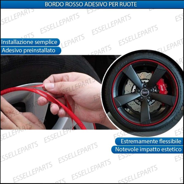 Bordo Rosso adesivo per ruote Opel Corsa E