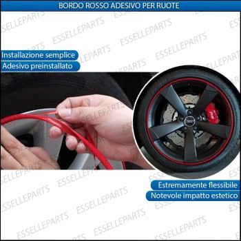 Bordo Rosso adesivo per ruote Opel Corsa E Bordo Rosso adesivo per ruote Opel Corsa E