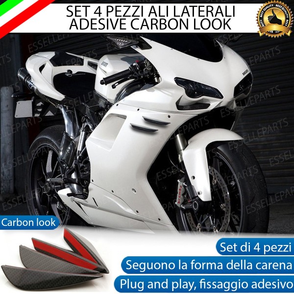 Set 4 Spoiler Ali Laterali Aerodinamiche Carbon Look Per Carena Moto,Scooter Malaguti