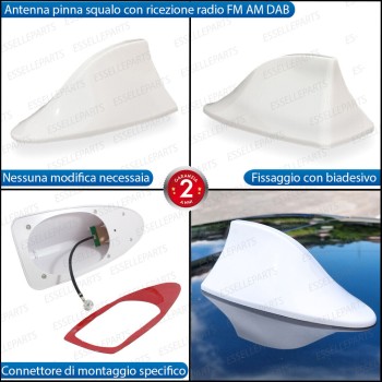 Antenna Pinna Bianco Lucido con Vera Ricezione radio Antenna Pinna Bianco Lucido con Vera Ricezione radio