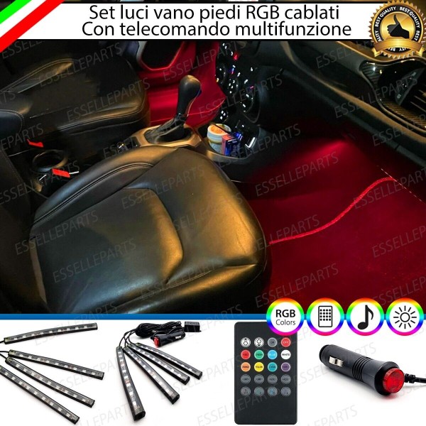 Kit LED Striscia Interni RGB vano piedi multicolor con telecomando 4 strip LED