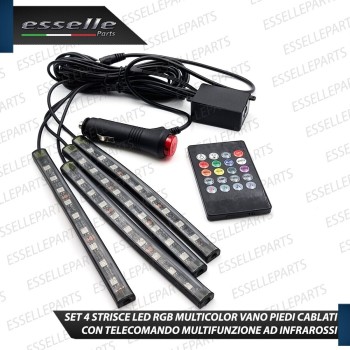 Kit LED Striscia Interni RGB vano piedi multicolor con telecomando 4 strip LED Kit LED Striscia Interni RGB vano piedi multicolor con telecomando 4 strip LED