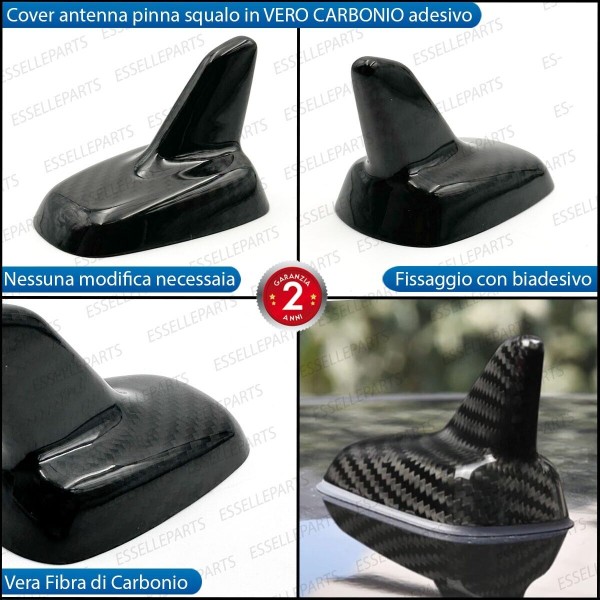 Cover Antenna Pinna Squalo Adesiva In Vero Carbonio Per Vw T-Roc