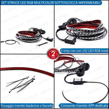 Kit Led Sottoscocca RGB con Controllo APP Wireless Multicolor Kit Led Sottoscocca RGB con Controllo APP Wireless Multicolor