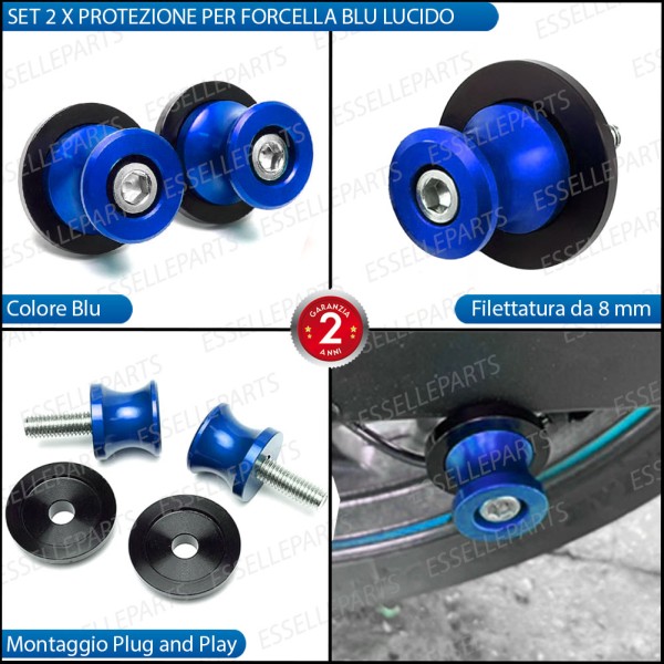 SET NOTTOLINI PROTEZIONE FORCELLA IN ACCIAIO BLU LUCIDO PER KAWASAKI VERSYS 650 2017-2020