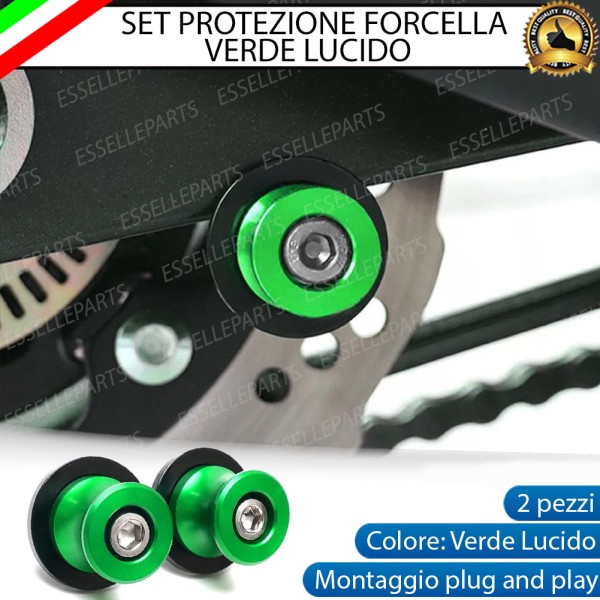 SET NOTTOLINI PROTEZIONE FORCELLA IN ACCIAIO VERDE LUCIDO PER KAWASAKI VERSYS 1000 2015-2016 ABS