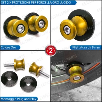 SET NOTTOLINI PROTEZIONE FORCELLA IN ACCIAIO ORO LUCIDO PER KAWASAKI NINJA 1000 ZX-10R 2008-2009