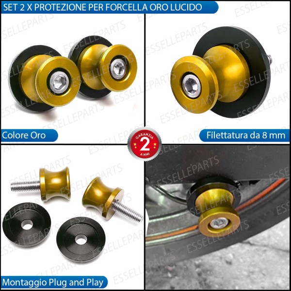 SET NOTTOLINI PROTEZIONE FORCELLA IN ACCIAIO ORO LUCIDO PER KAWASAKI VERSYS 1000 2017-2020 GRAND TOURER
