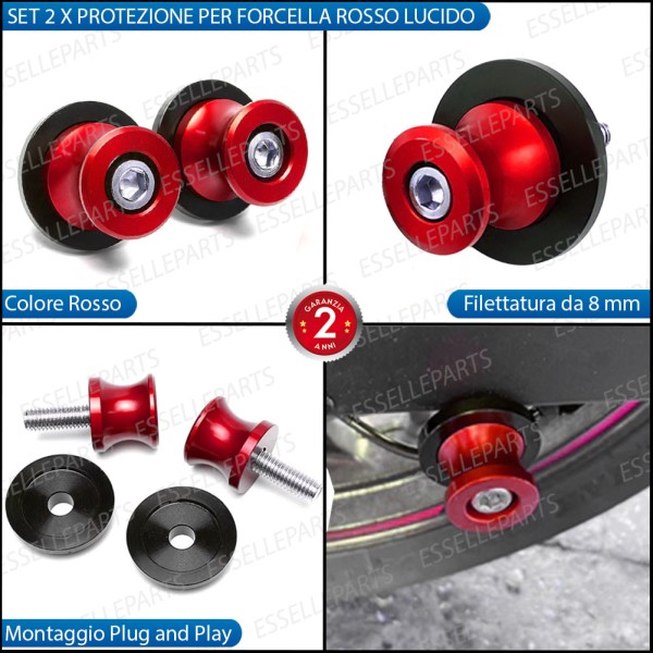 SET NOTTOLINI PROTEZIONE FORCELLA IN ACCIAIO ROSSO LUCIDO PER KAWASAKI VERSYS 650 2015-2016 ABS