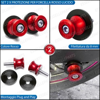 SET NOTTOLINI PROTEZIONE FORCELLA IN ACCIAIO ROSSO LUCIDO PER KAWASAKI Z900 RS 2021